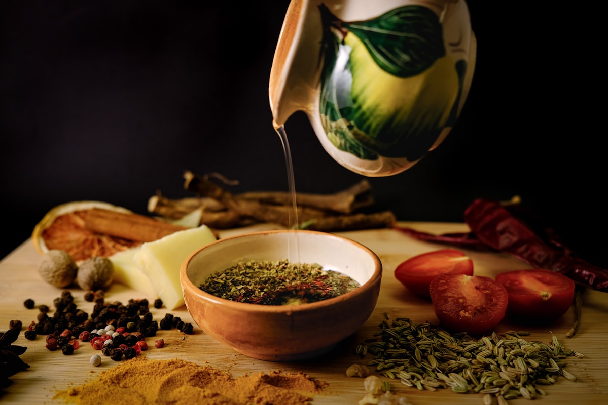 Fresh whole foods on kitchen counter